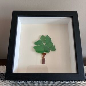 Handmade Framed sea glass. tree